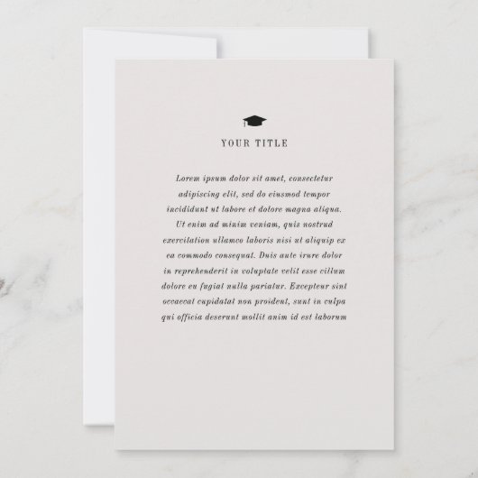 Minimaler klassischer Foto-Abschluss Ankündigung (Rückseite)