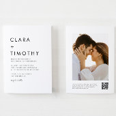 Minimaler klassischer Script QR Code in einer Hoch Einladung