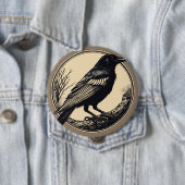 minimaler kleiner Likör einer Krähe, schwarz-weiß Button (Beispiel)