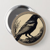 minimaler kleiner Likör einer Krähe, schwarz-weiß Button (Vorne & Hinten)