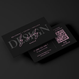 Minimaler Künstler Pink Schwarz Grafikdesigner Visitenkarte