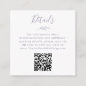 Minimaler Leaf Dusty Lila QR Code Hochzeitsdetails Begleitkarte (Vorderseite)