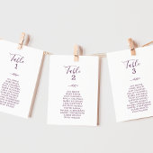 Minimaler Leaf Eggplant Hanging Seating Chart Card