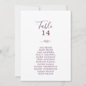 Minimaler Leaf Eggplant Hanging Seating Chart Card (Vorderseite)