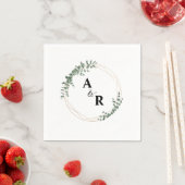 Minimaler Leaf Monogram Custom Wedding Cocktail Serviette (Beispiel)