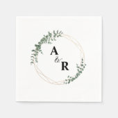 Minimaler Leaf Monogram Custom Wedding Cocktail Serviette (Vorderseite)