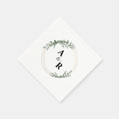 Minimaler Leaf Monogram Custom Wedding Cocktail Serviette (Ecke)