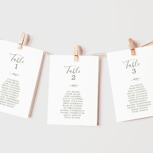 Minimaler Leaf-Olive-Tischnummer-Seekarte