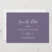 Minimaler Leaf Plum Lila horizontal Save the Date (Vorderseite)