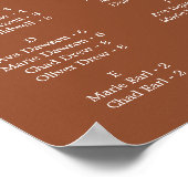 Minimaler Leaf Terracotta Alphabetische Sitzplan Poster (Ecke)