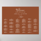 Minimaler Leaf Terracotta Alphabetische Sitzplan Poster (Vorne)
