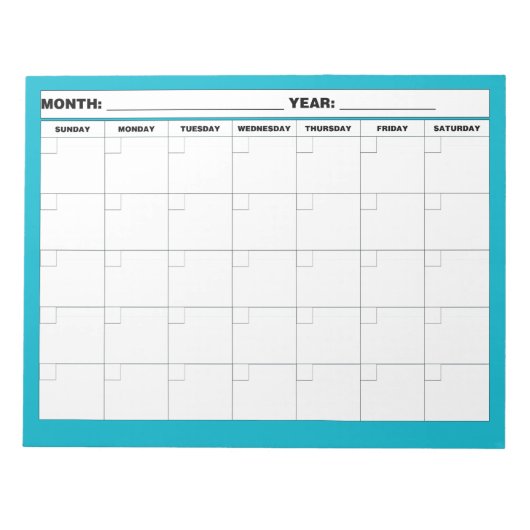 Minimaler Leerlaufkalender Notizblock (Vorderseite)