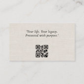 Minimaler Leinen-Anwalts-QR-Code Visitenkarte (Rückseite)