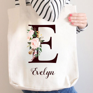 Minimaler Letter E Blush Personalisiertes Geschenk Tragetasche