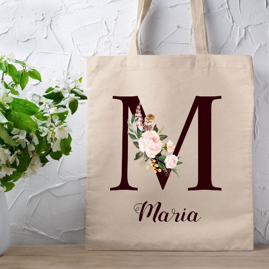Minimaler Letter M Blush Personalisiertes Geschenk Tragetasche