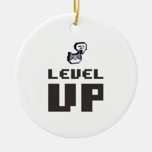 Minimaler Level Up Gamer Keramik Ornament
