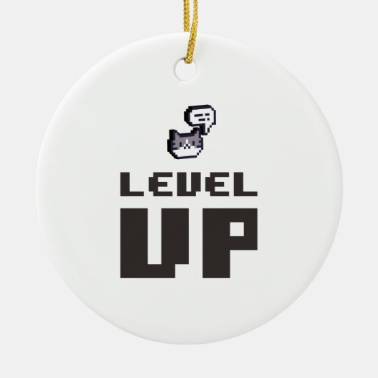 Minimaler Level Up Gamer Keramik Ornament (Vorne)
