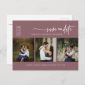 Minimaler Lila QR-Code für Foto mit Dusty Save the Postkarte (Vorne/Hinten)