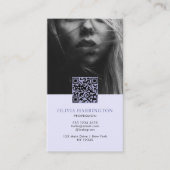 Minimaler Lila Violet-Foto QR-Code Visitenkarte (Vorderseite)