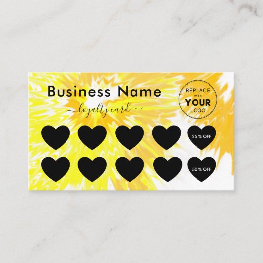 Minimaler Logoabschlag für gelbe Gefärbte Krawatte Treuekarte (Vorderseite)