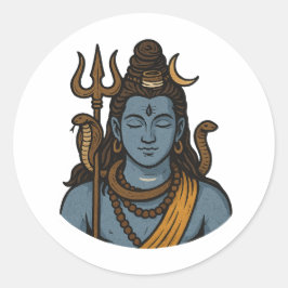 "Minimaler Lord Shiva Dreizack, Schlange, Göttlich Runder Aufkleber