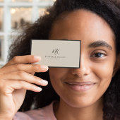 Minimaler Luxury Monogram Natural Linen Visitenkarte