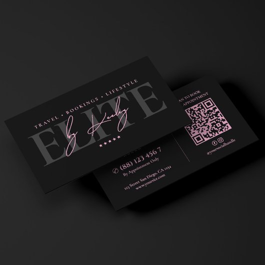 Minimaler Luxus Pink Schwarzer Executive Concierge Visitenkarte