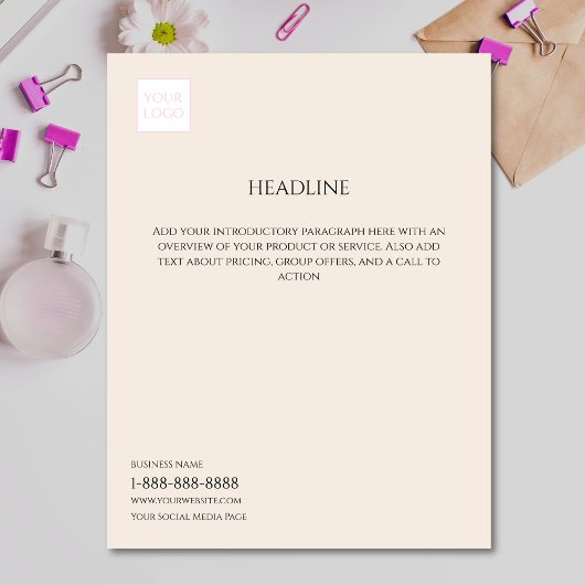 Minimaler Marketing-Flyer für das Creme-Business