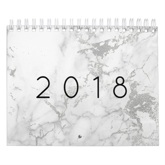Minimaler Marmor Weißgraue Silberne Rose Goldstein Kalender (Titelbild)