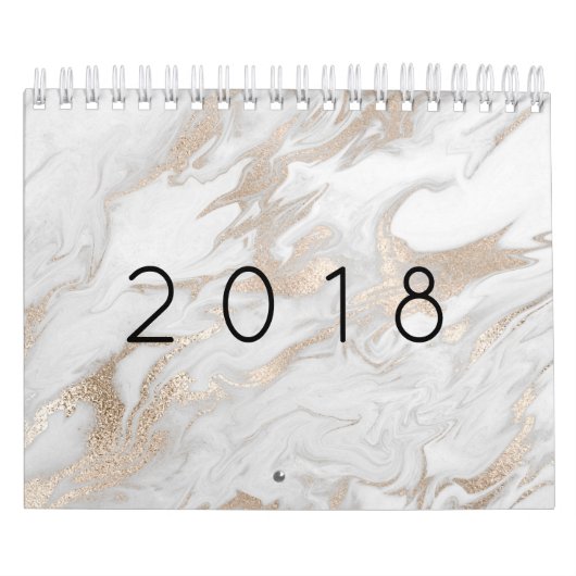 Minimaler Marmor Weißgraue Silberne Rose Goldstein Kalender (Titelbild)