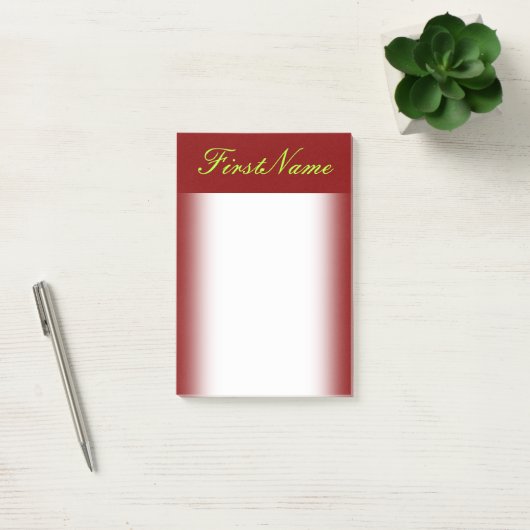 Minimaler Maroon Hintergrund und heller grüner Nam Post-it Klebezettel (Büro)