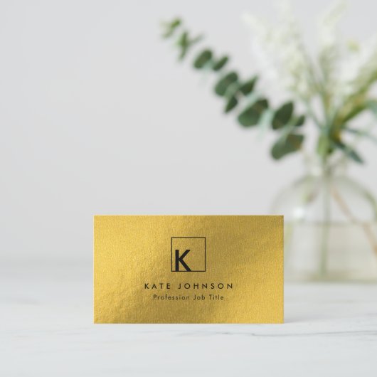 Minimaler Mindestwert für Schwarz-Gold-Modern-Mono Visitenkarte (Stehend Vorderseite)