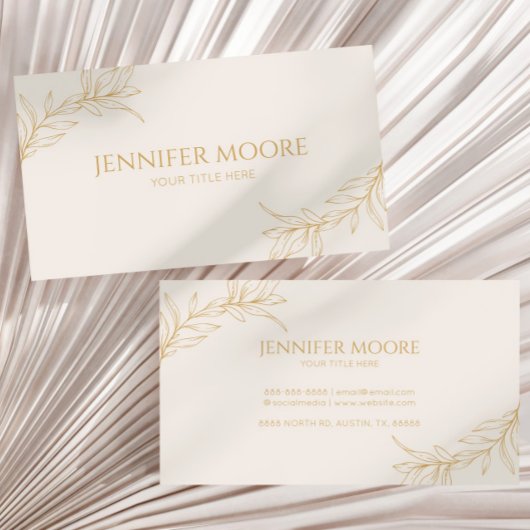 Minimaler Minimalistischer Beige-Gold-Branchenstüc Visitenkarte