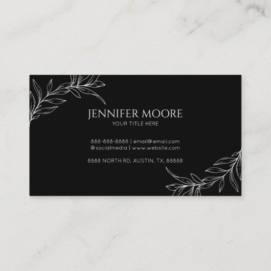 Minimaler Minimalistischer Schwarz-weißer Branchen Visitenkarte (Rückseite)