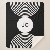 Minimaler Mit Monogramm Circle Pattern Sherpa Blan Sherpadecke (Vorderseite)
