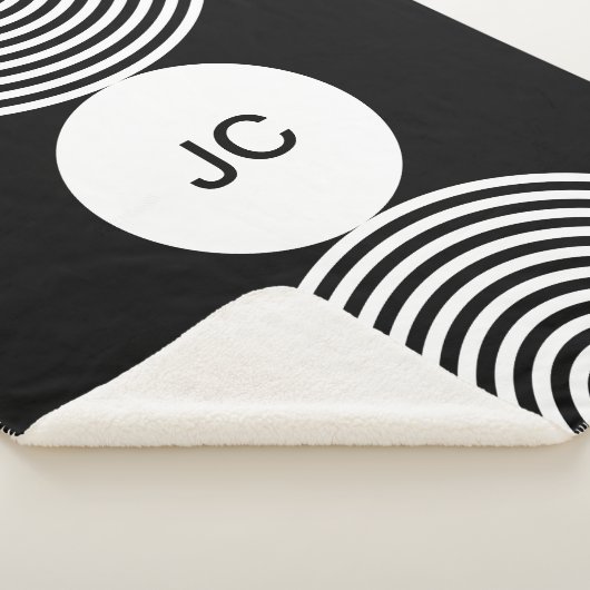 Minimaler Mit Monogramm Circle Pattern Sherpa Blan Sherpadecke (3/4)