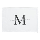 Minimaler Mit Monogramm Name Schwarz/Weiß Kissenbezug (Vorderseite)