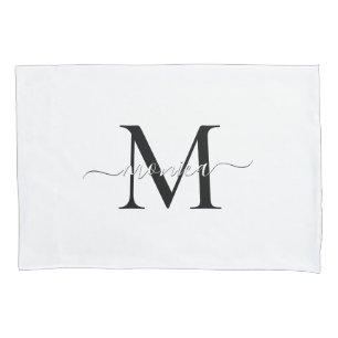 Minimaler Mit Monogramm Name Schwarz/Weiß Kissenbezug