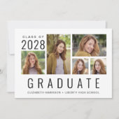 Minimaler moderner 5 Foto Collage Abschluss Ankündigung (Vorderseite)