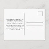 Minimaler moderner Abschluss für einfaches Foto Ankündigungspostkarte (Rückseite)