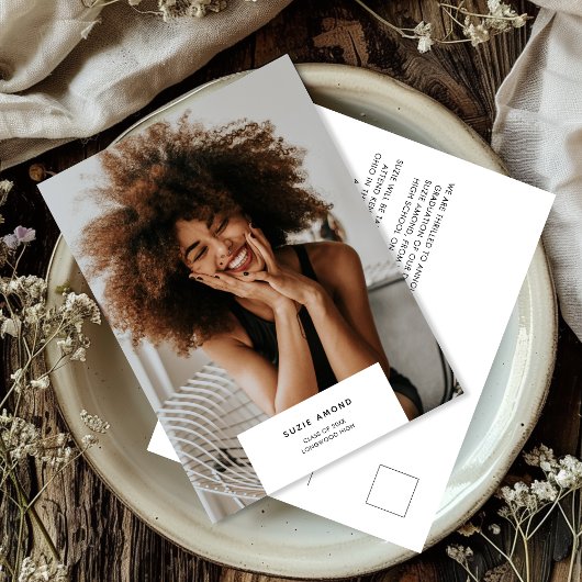 Minimaler moderner Abschluss für einfaches Foto Ankündigungspostkarte