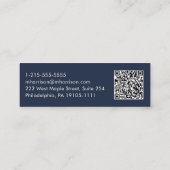 Minimaler moderner Beruflicher QR-Code Blau Mini Visitenkarte (Rückseite)