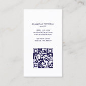 Minimaler moderner Beruflicher QR-Code Blau Visitenkarte (Rückseite)