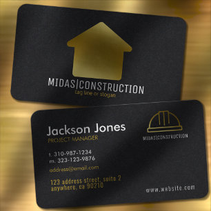 Minimaler moderner Black + Gold KonstruktionsharHa Visitenkarte