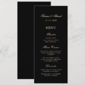 Minimaler moderner Black Gold-muslimischer Hochzei Menükarte (Vorne/Hinten)