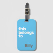 minimaler, moderner blauer Brauch Gepäckanhänger (Vorderseite Vertikal)