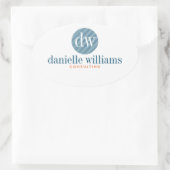 Minimaler moderner blauer Kreis weißer Hintergrund Ovaler Aufkleber (Tasche)