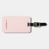 Minimaler moderner Blush Pink Monogram, Name Gepäckanhänger (Vorderseite horizontal)
