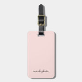 Minimaler moderner Blush Pink Monogram, Name Gepäckanhänger (Vorderseite vertikal)