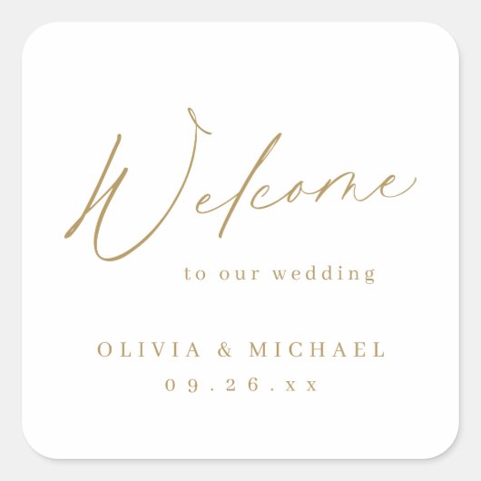 Minimaler moderner Empfang minimalistisch Hochzeit Quadratischer Aufkleber (Vorderseite)